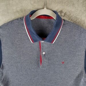 Carolina Herrera Polo Shirt Mens Large  Blue White Stripe Short Sleeve